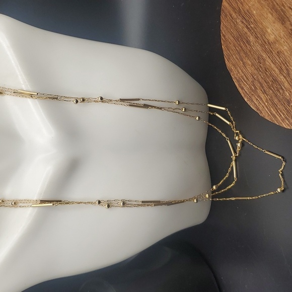 N2821 Hollywood glamor multi tier strand gold tone knot necklace classy elegance - Picture 1 of 3